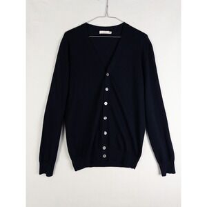 Suitsupply Merino Wool Cardigan Mens M Black Knit Casual Sweater V Neck